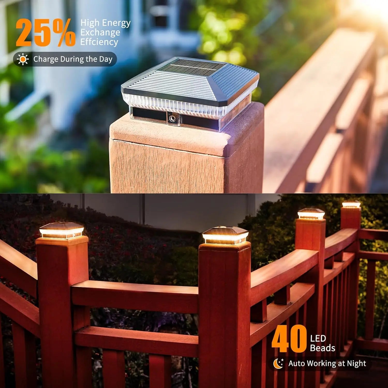 6 Pack 4x4 Solar Post Lights Outdoor with 40 LEDs 30 Lumens - Jimmys Supplies