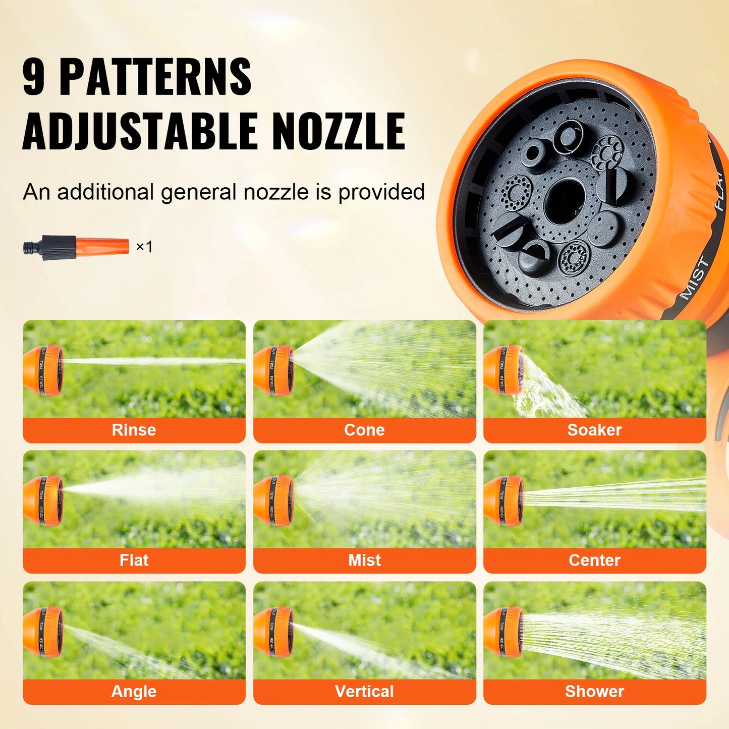 SucceBuy Retractable Hose Reel 180° Swivel Bracket Wall-Mounted Garden Water Hose Reel with 9-Pattern Nozzle Automatic Rewind - Jimmys Supplies