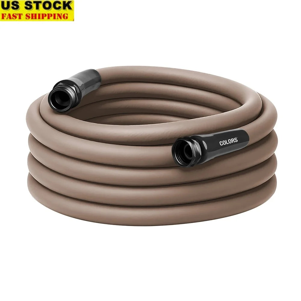 Premium Garden Hose 5/8in x 50ft Flexible Hybrid Polymer Abrasion Resistant Crush Proof Fittings Leak Free Connection Outdoor