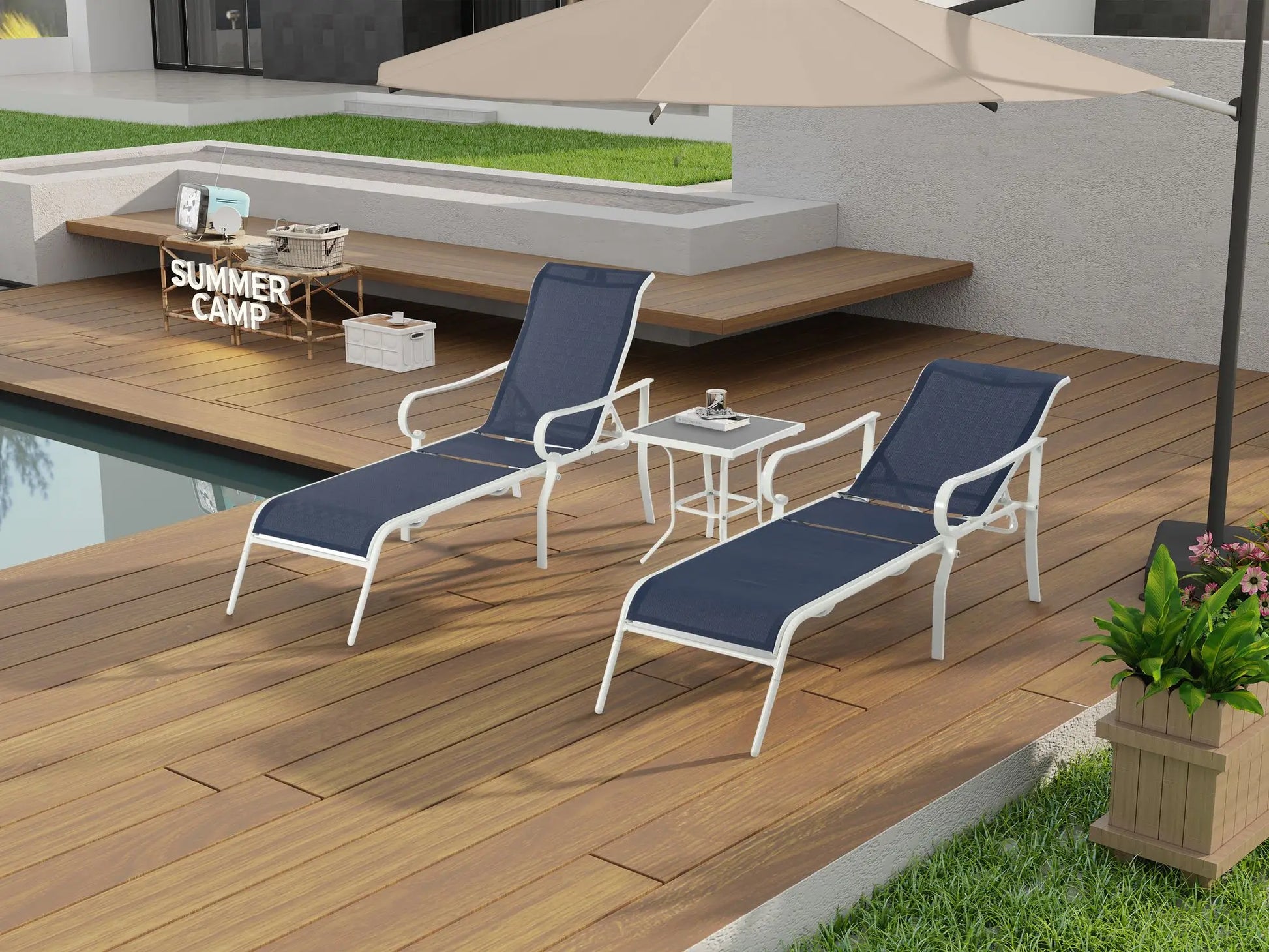 3 Pack Patio Lounge Chair, Outdoor Chaise Lounge Set - Jimmys Supplies