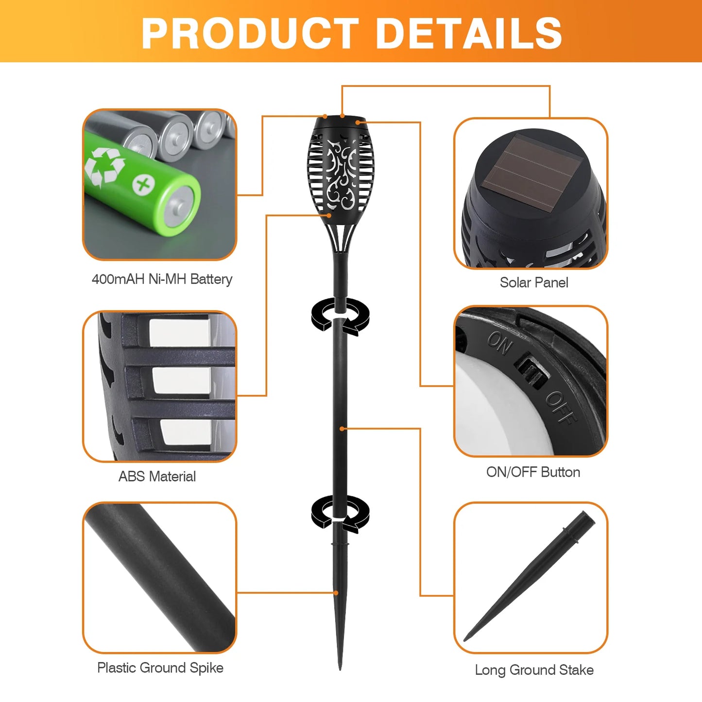 Solar Lights Outdoor LED 4/6/812Pcs Solar Torch Lights with Flickering Flame Waterproof Garden Decoration Lawn Path Yard Patio