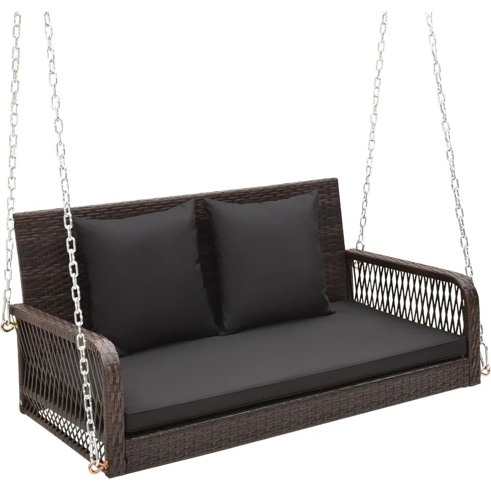 Wicker Outdoor Porch Swing 800 LBS Capacity 2-Seater - Jimmys Supplies