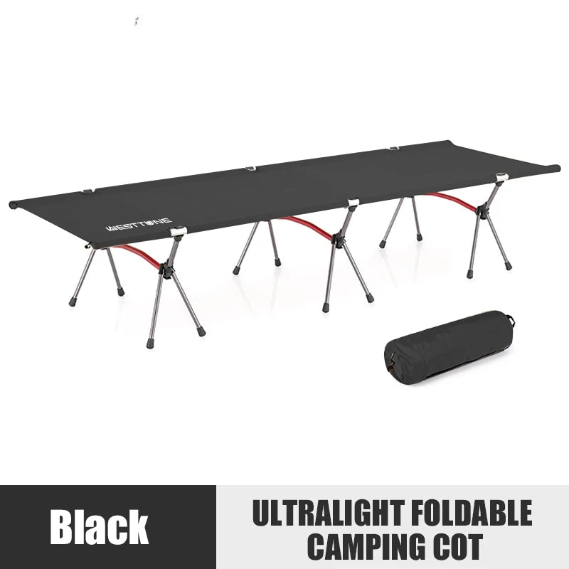 WESTTUNE Camping Cot with Leg Extenders Portable Folding Bed Ultralight Aluminum Alloy Sleeping Cot for Outdoor Hiking Travel - Jimmys Supplies