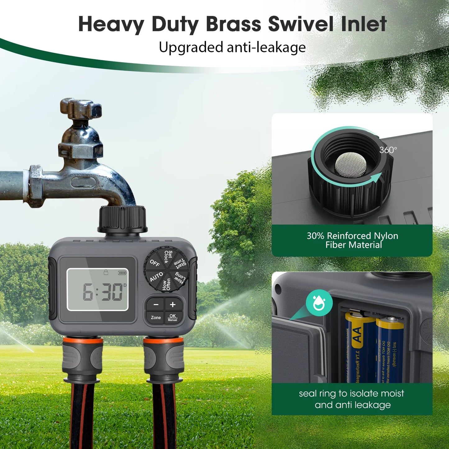 Insoma 2-Zone Sprinkler Timer Programmable Garden Hose Timer Water-Saving Irrigation Controller for Lawn Yard  Drip Systems IPX5