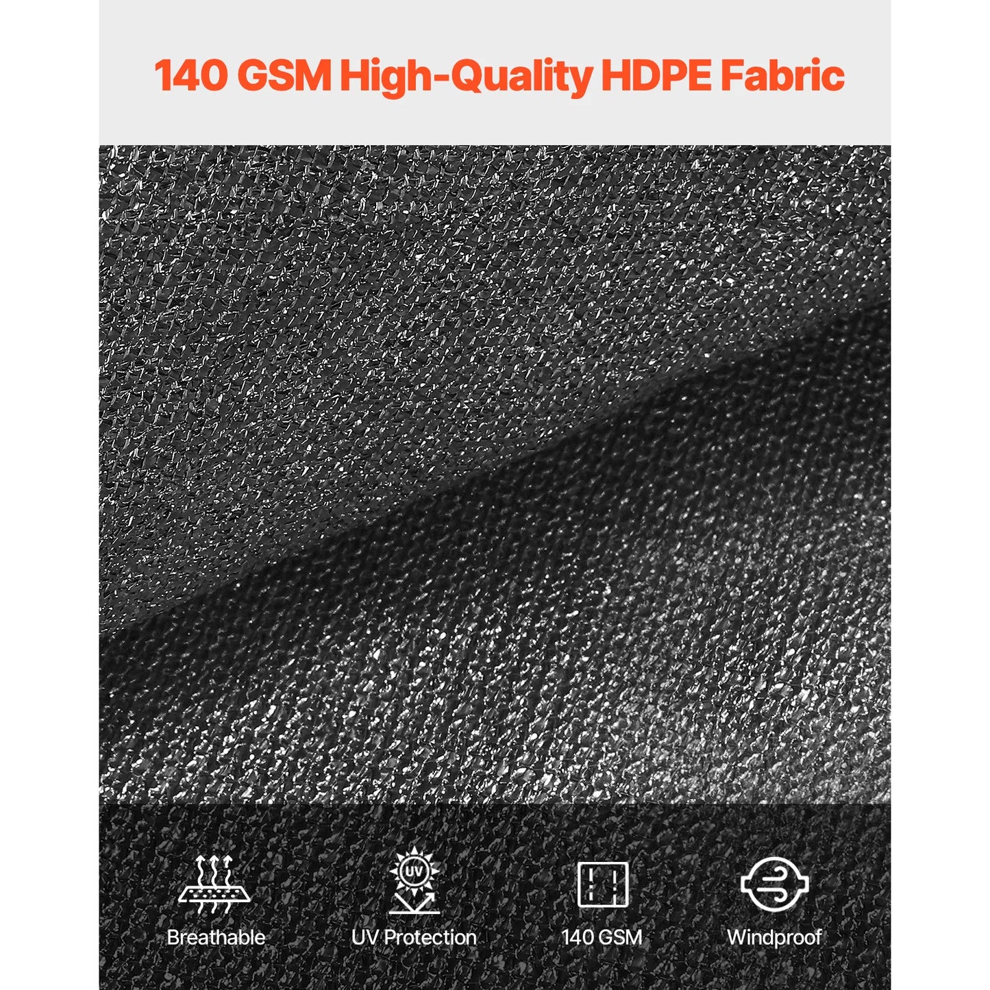 VEVOR 90% Sun Shade Cloth 10x10/12/20ft Pergola Shade Cover 140 GSM HDPE Canopy Privacy Screen for Outdoor Patio Garden Backyard - Jimmys Supplies