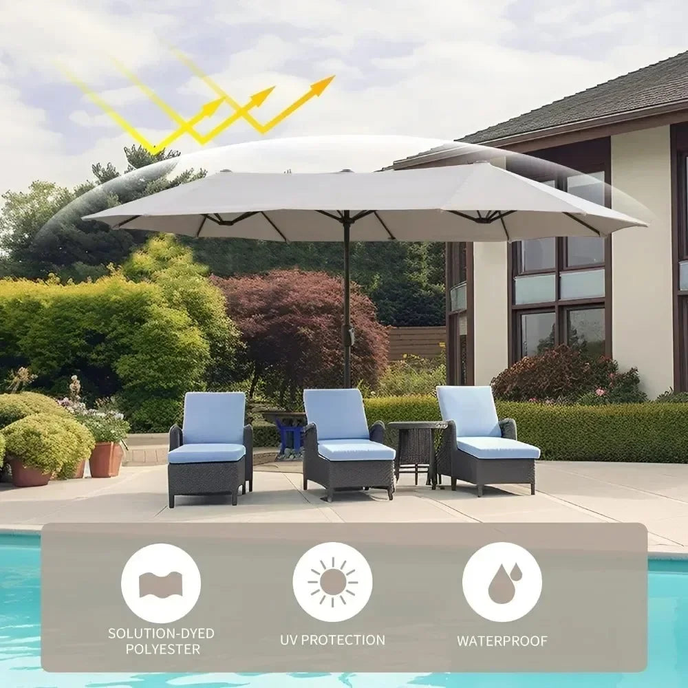 13 FT Large Patio Umbrella, Outdoor Double-Sided Table Market Umbrellas w/Crank Handle, 12 Heavy-Duty Ribs, 13 FT Patio Umbrella - Jimmys Supplies