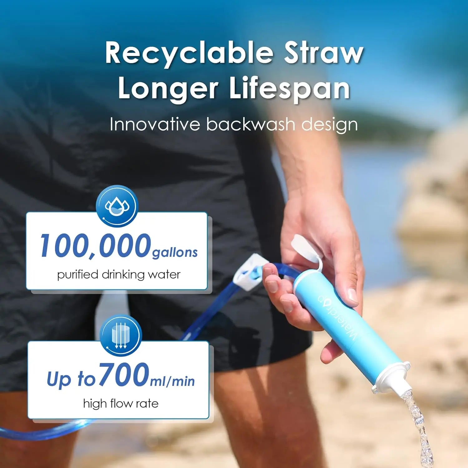 Waterdrop Gravity Water Filter Straw for Camping and Travel - Jimmys Supplies