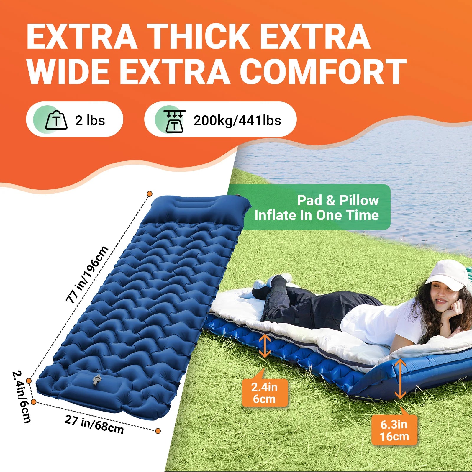 KingCamp Self Inflating Sleeping Pad Ultralight Mat With Pillow - Jimmys Supplies