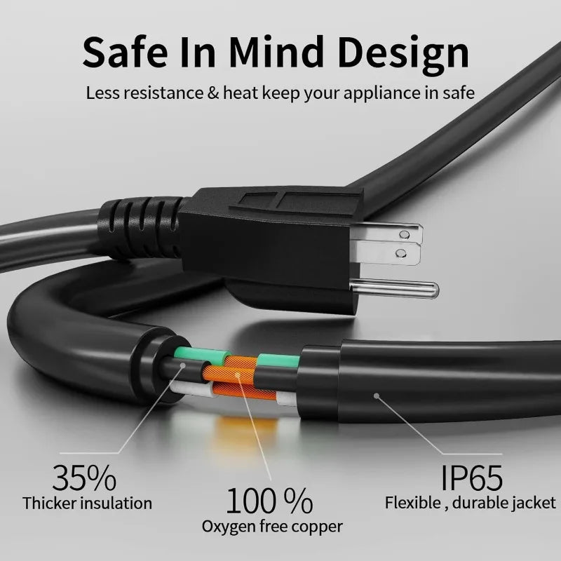Black Indoor Outdoor Extension Cord Waterproof 100FT 3 Prong SJTW Cold Weatherproof - Jimmys Supplies