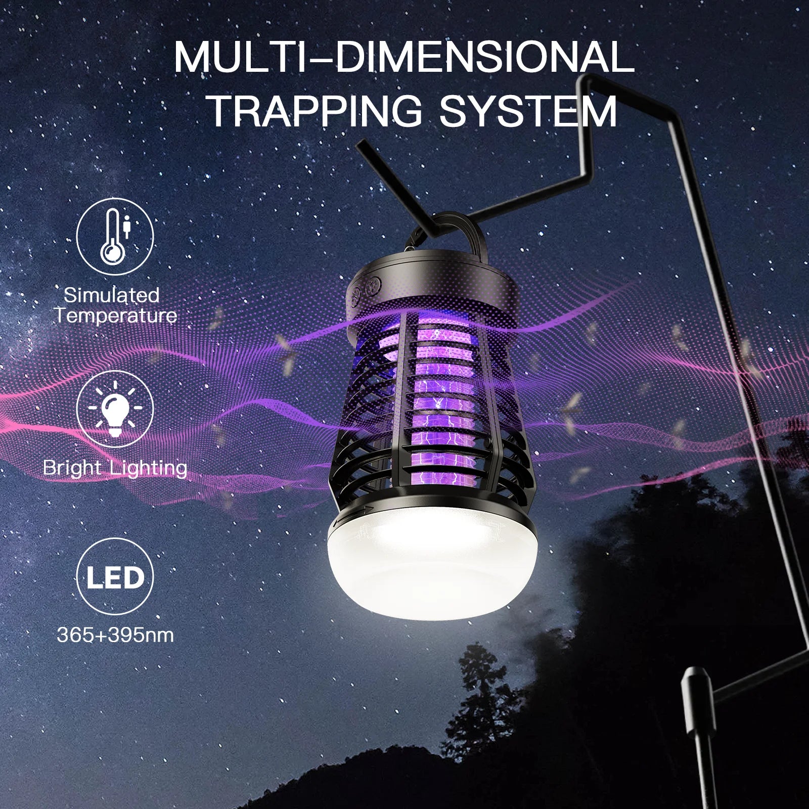 Portable Bug Zapper Rechargeable Wireless Mosquito Killer - 2000mAh Bug Zapper with Light  for Outdoor Adventures Garden Yard - Jimmys Supplies