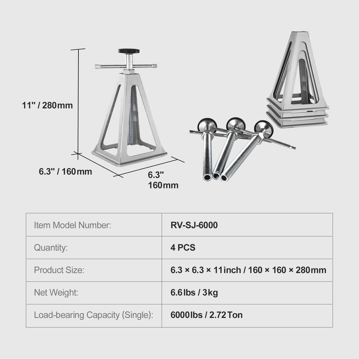 SucceBuy RV Stabilizer Jacks, 4 Pack Aluminum RV Leveling Jacks, Per Jack 6000 Lbs , RV Stack Jacks for RV Travel Trailer Camper