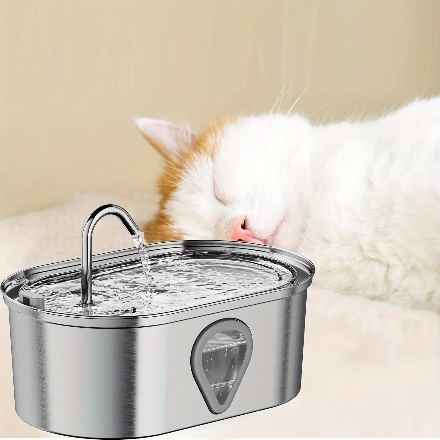3.5L Large Capacity Pet Water Dispenser Automatic Stainless Steel Cat Water Fountain with LED Lighting - Jimmys Supplies