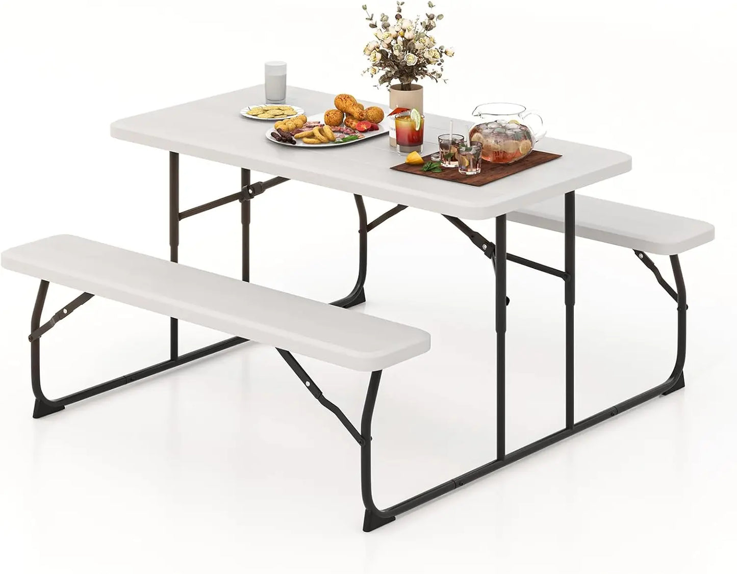 Foldable Picnic Table with Benches, Rectangular Dining Set - Jimmys Supplies