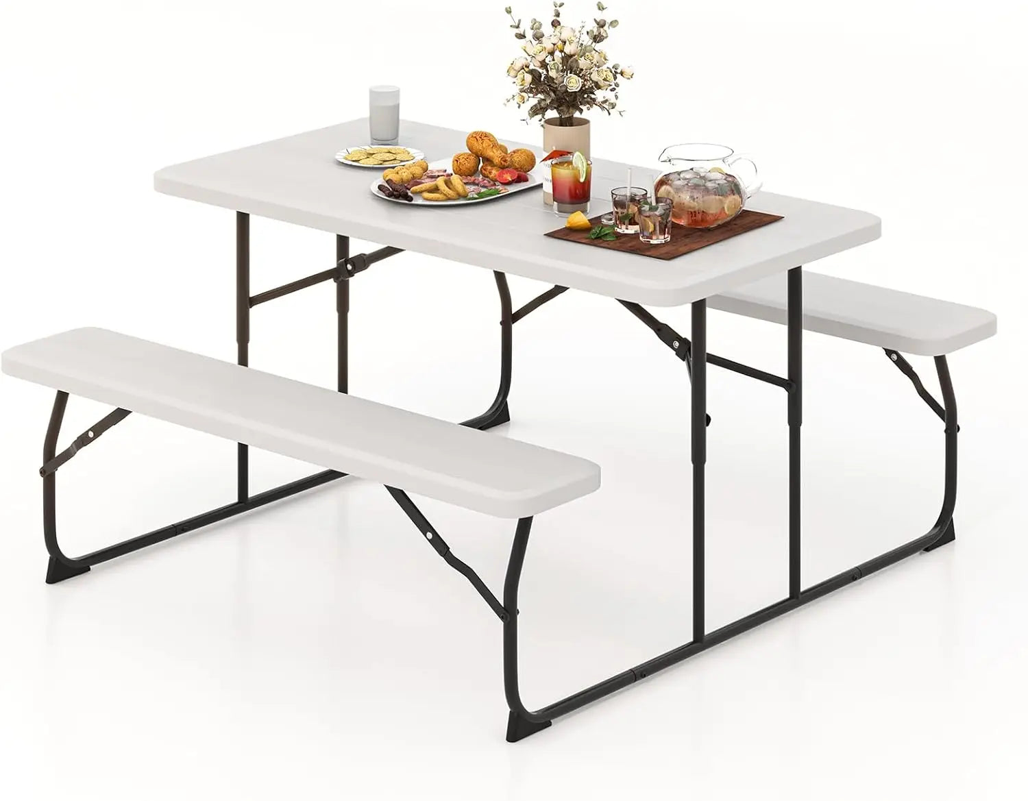 Foldable Picnic Table with Benches, Rectangular Dining Set - Jimmys Supplies
