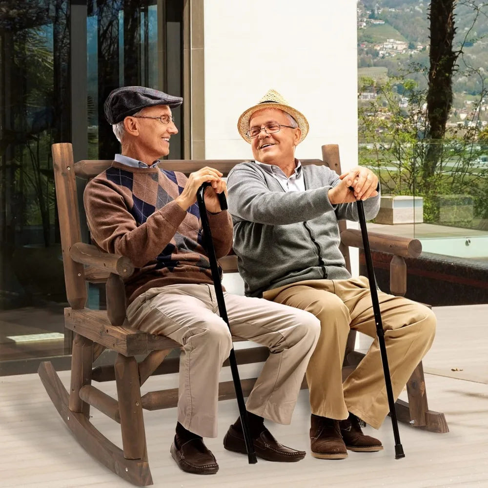 2-Person Wood Rocking Chair with Log Design for Patio - Jimmys Supplies