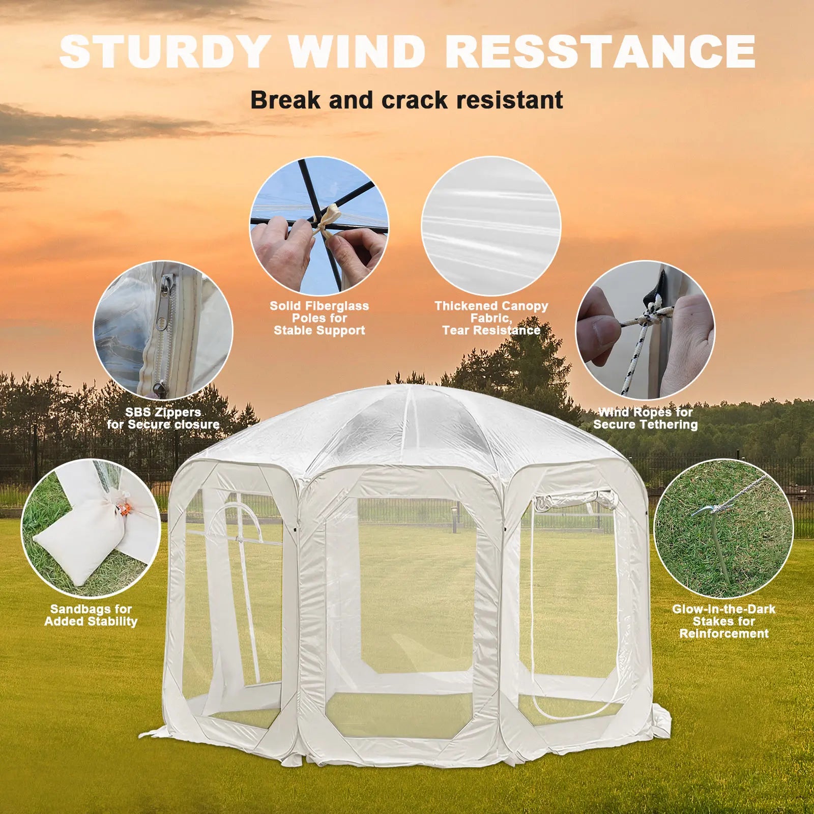 Outdoor Transparent Tent Portable Folding Camping Thickening Tent Starry Sky Bubble House Shade Winter Sunshine Wind/Waterproof - Jimmys Supplies