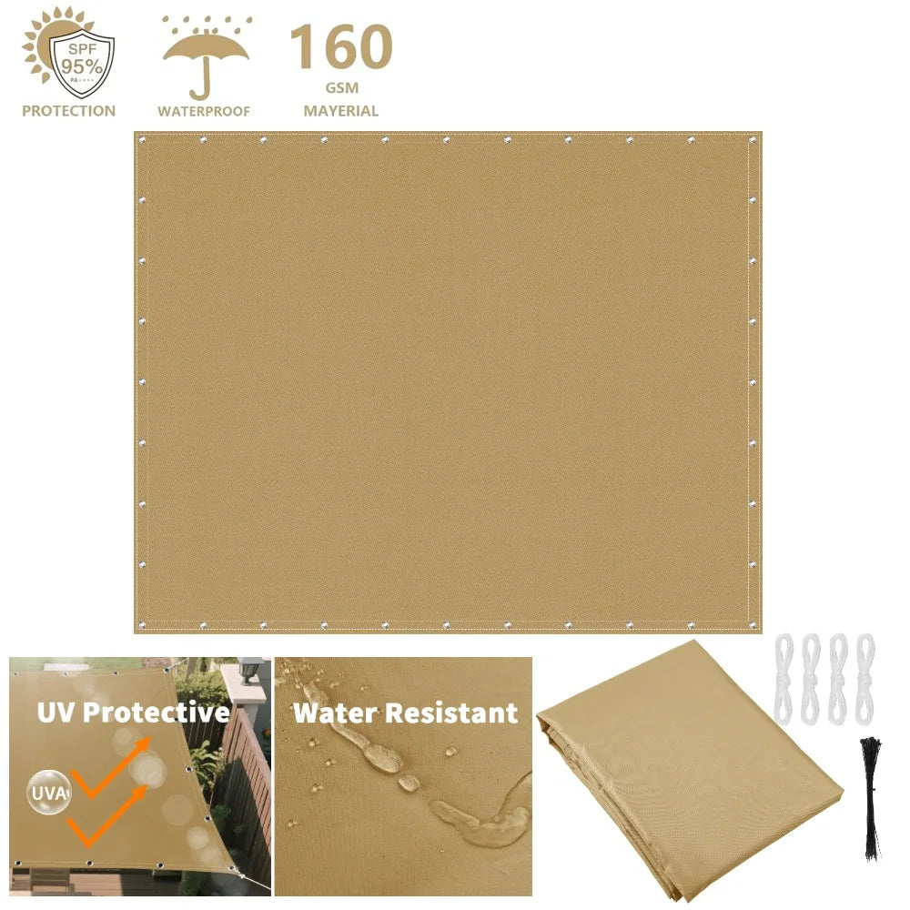 5/4/3/2m Waterproof Sunshade Net Anti-UV Rain Shelter Outdoor Garden Canopy Patio Pool Yard Shade Sail Awning Camping Accessorie - Jimmys Supplies