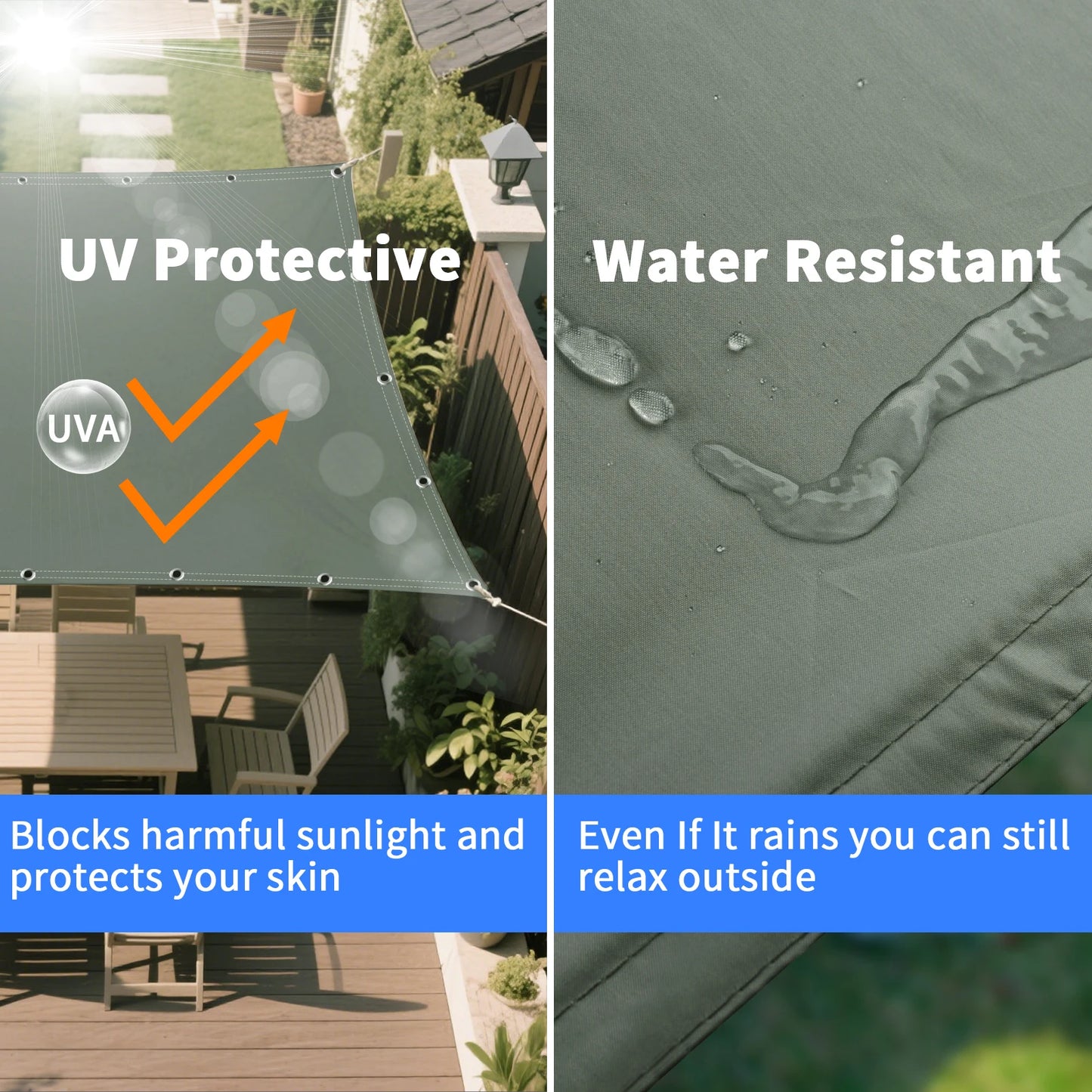 5/4/3/2m Waterproof Sunshade Net Anti-UV Rain Shelter Outdoor Garden Canopy Patio Pool Yard Shade Sail Awning Camping Accessorie - Jimmys Supplies
