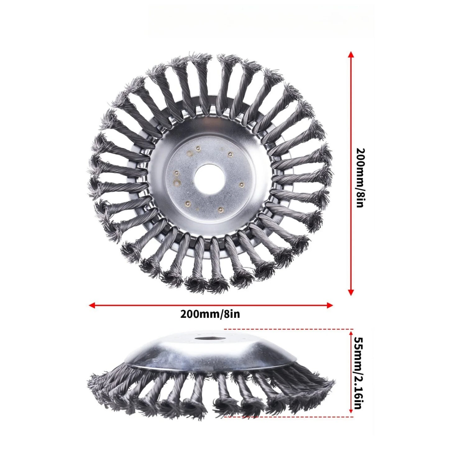 8 Inch Steel Wire Rotary Brush Cutter Trimmer Head Weeds Blade Cutter Compatible with String Trimmers, Moss Grass Rust Removal, - Jimmys Supplies