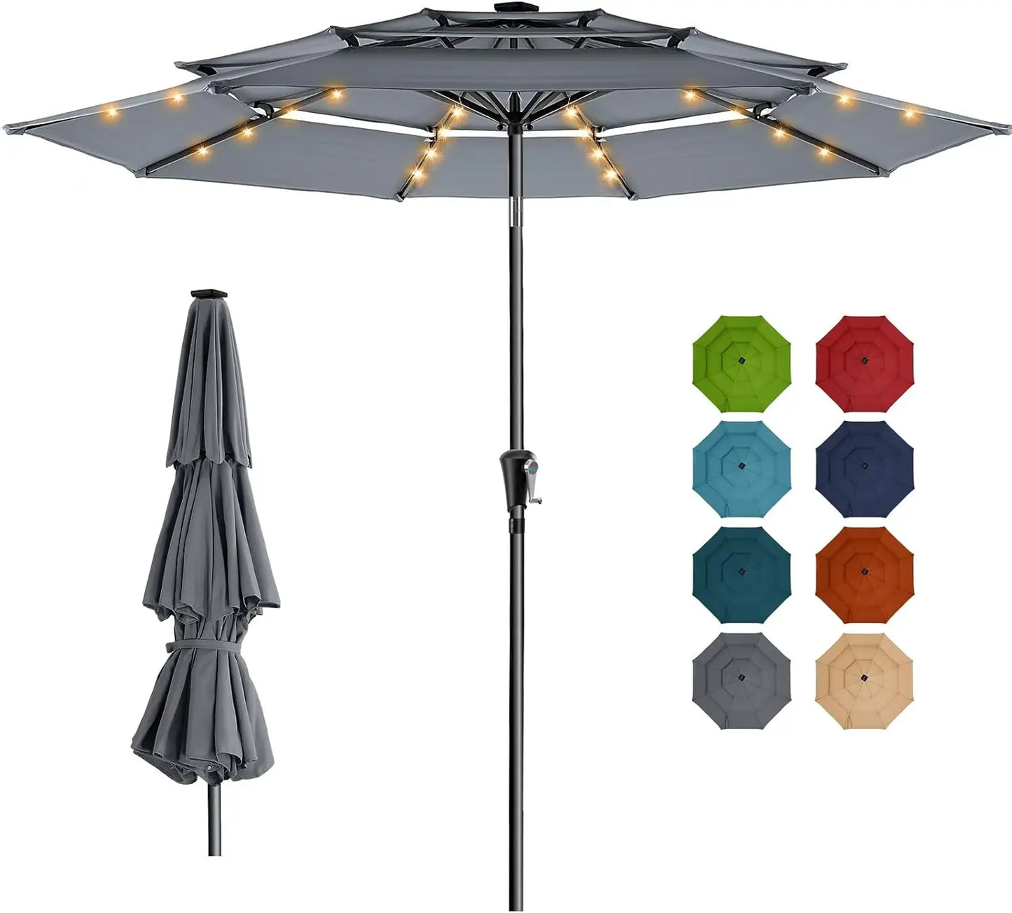 Outdoor Patio Umbrella with 5-Year Fade Resistant,Vented Outdoor Commercial Market Umbrella with UPF50+ UV