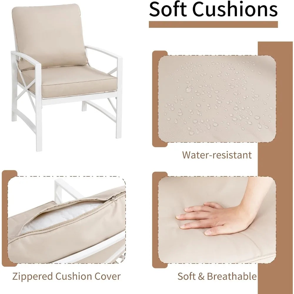 Patio Furniture Sectional Set Outdoor Metal Conversation Set with Coffee Table for Patio Backyard Balcony - Jimmys Supplies