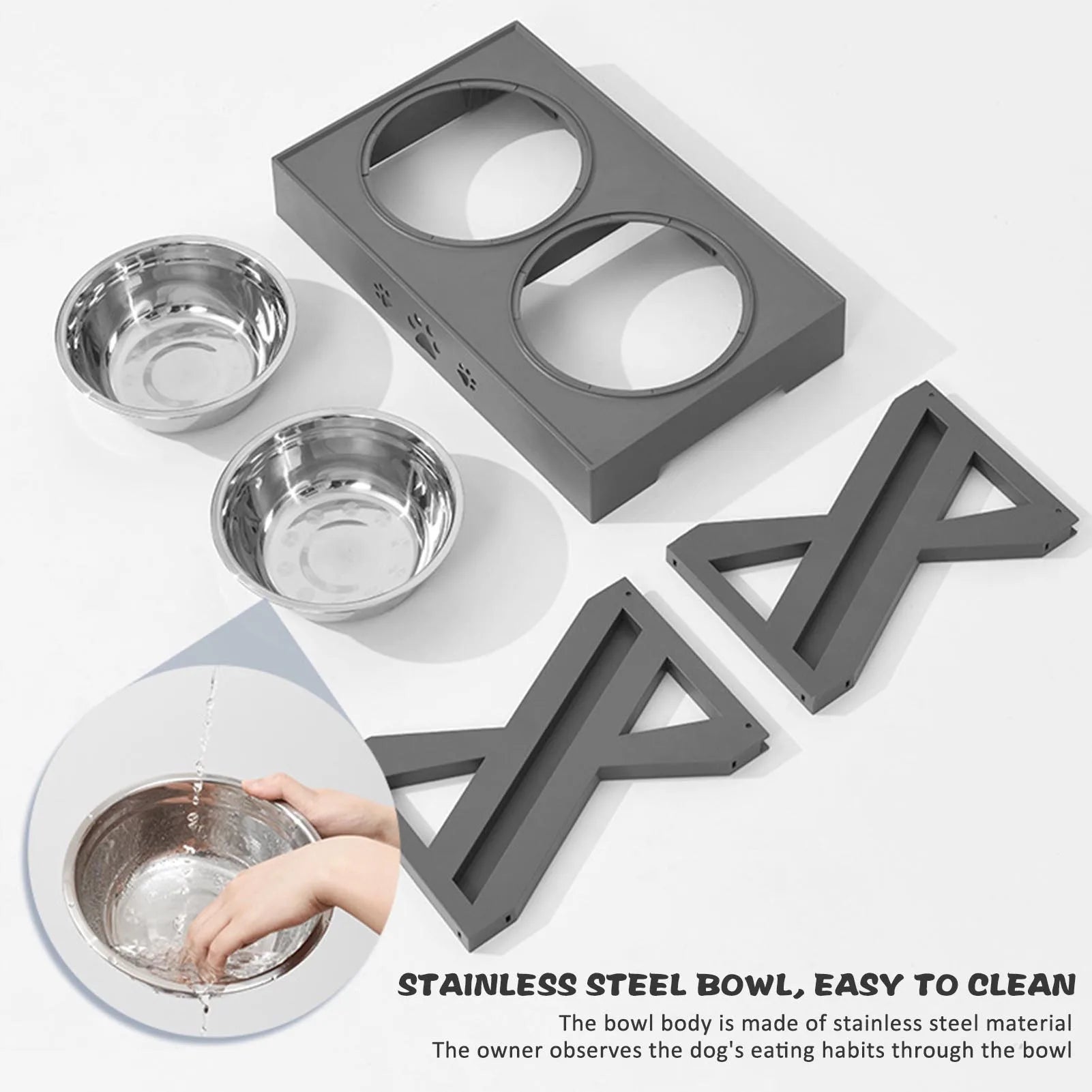 Stainless Steel Elevated Dog Bowl Non-Slip No Spill Design - Jimmys Supplies