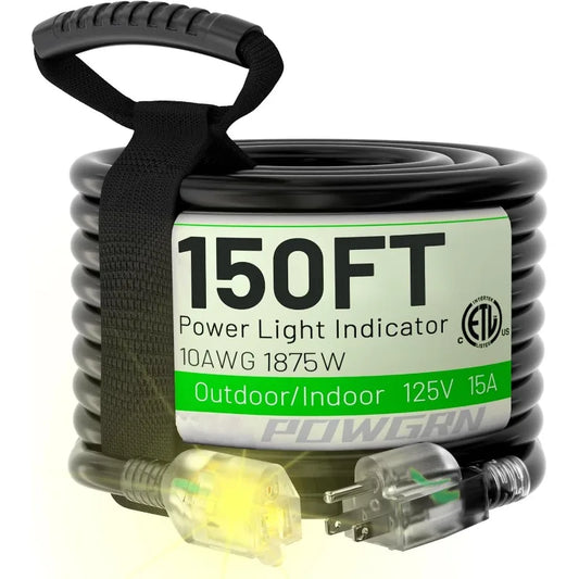 Cord Waterproof Heavy Duty 10 Gauge 3 Prong, Flexible Cold-Resistant Long Power Cord Outside