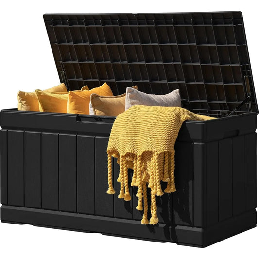 83 Gallon Outdoor Deck Box Large Resin Storage Box Black - Jimmys Supplies
