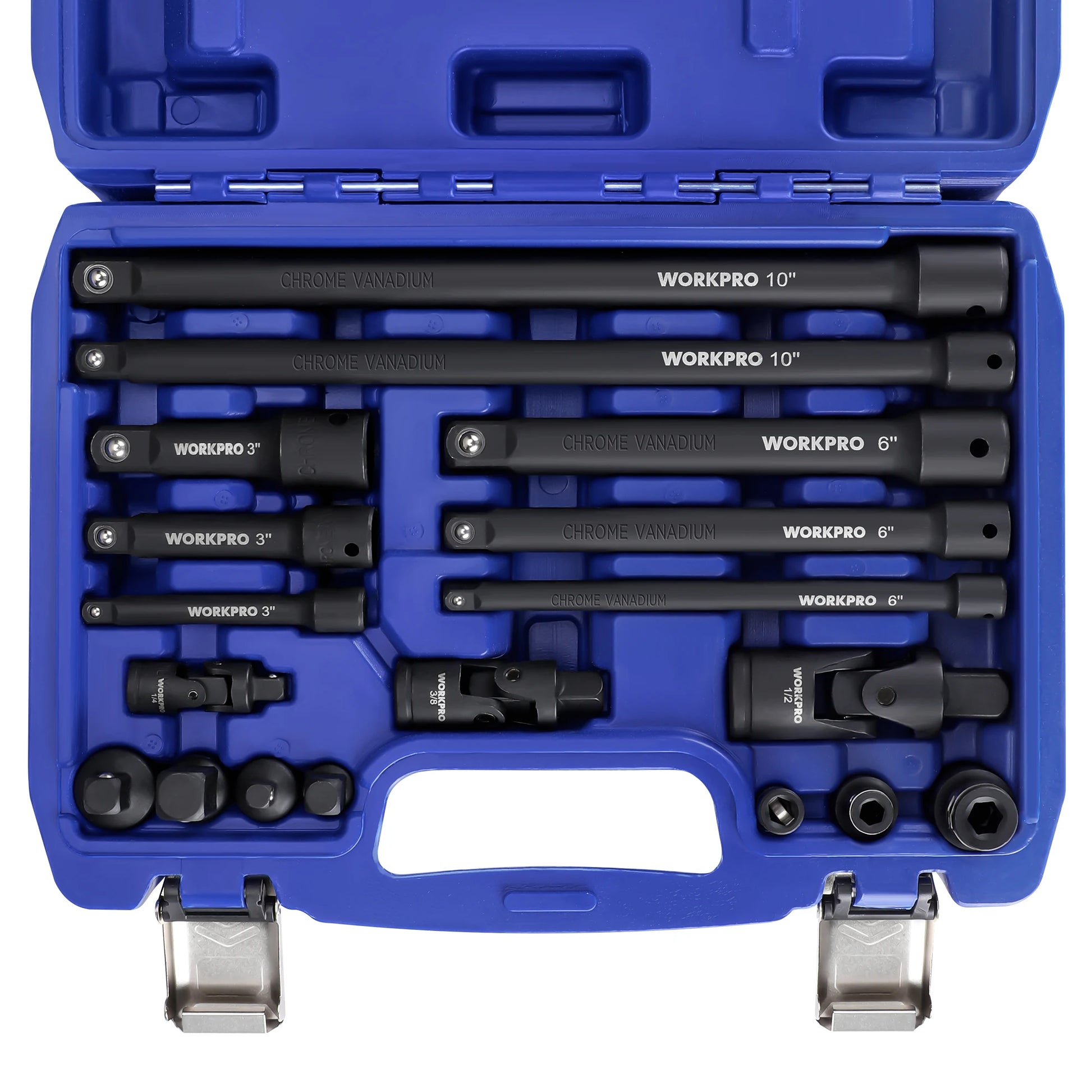 WORKPRO 18 Piece Drive Tool Accessory Set with Socket Adapters Socket Extension Bar Swivel Universal Joints and Impact Coupler - Jimmys Supplies