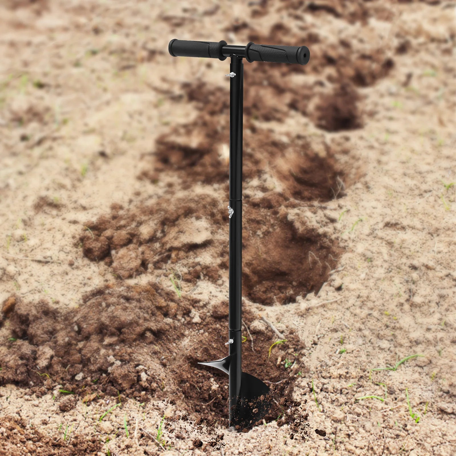 6" Hand Auger Bit Adjustable Height Manual Garden Hole Digging Drill Bit Spiral Flute for Soil Sand Beach - Jimmys Supplies