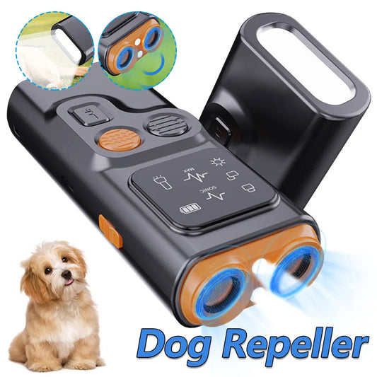 Rechargeable Sonic Anti Dog Bark Deterrent Device with Dual Ultrasonic Emitter LED Flashlight Shock Bark Collar Alternative - Jimmys Supplies