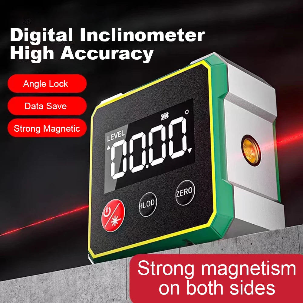 Magnetic Digital Angle Finder with LCD Backlight Electronic Laser Gauge Protractor Level Magnets Level Ruler Angle Slope 0-90°