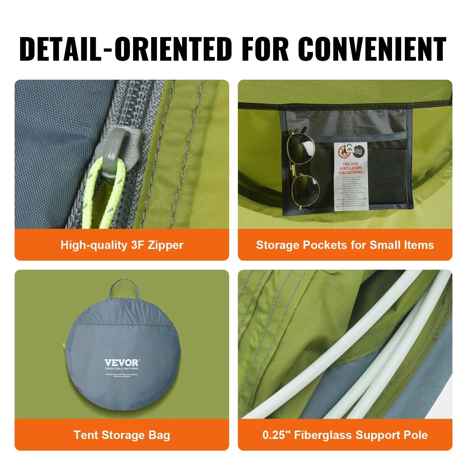 VEVOR Camping Tent Pop Up Tent for 4 Person Easy Setup Waterproof Backpacking Tent with Door & Window for Outdoor Family Camping - Jimmys Supplies