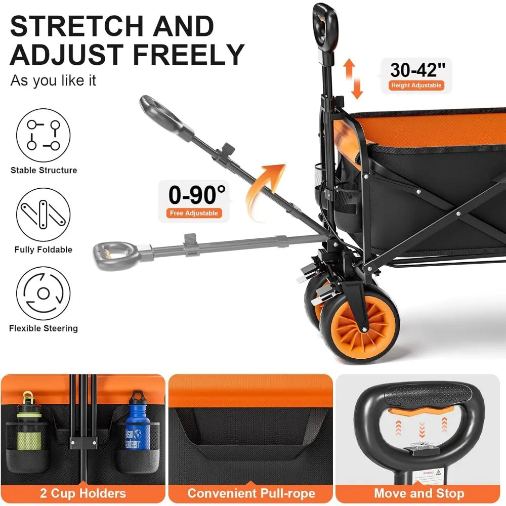 Electric Assistance Collapsible Folding Wheels Portable for Camping Outdoor Beach Fishing Picnic Sports Shopping Black - Jimmys Supplies