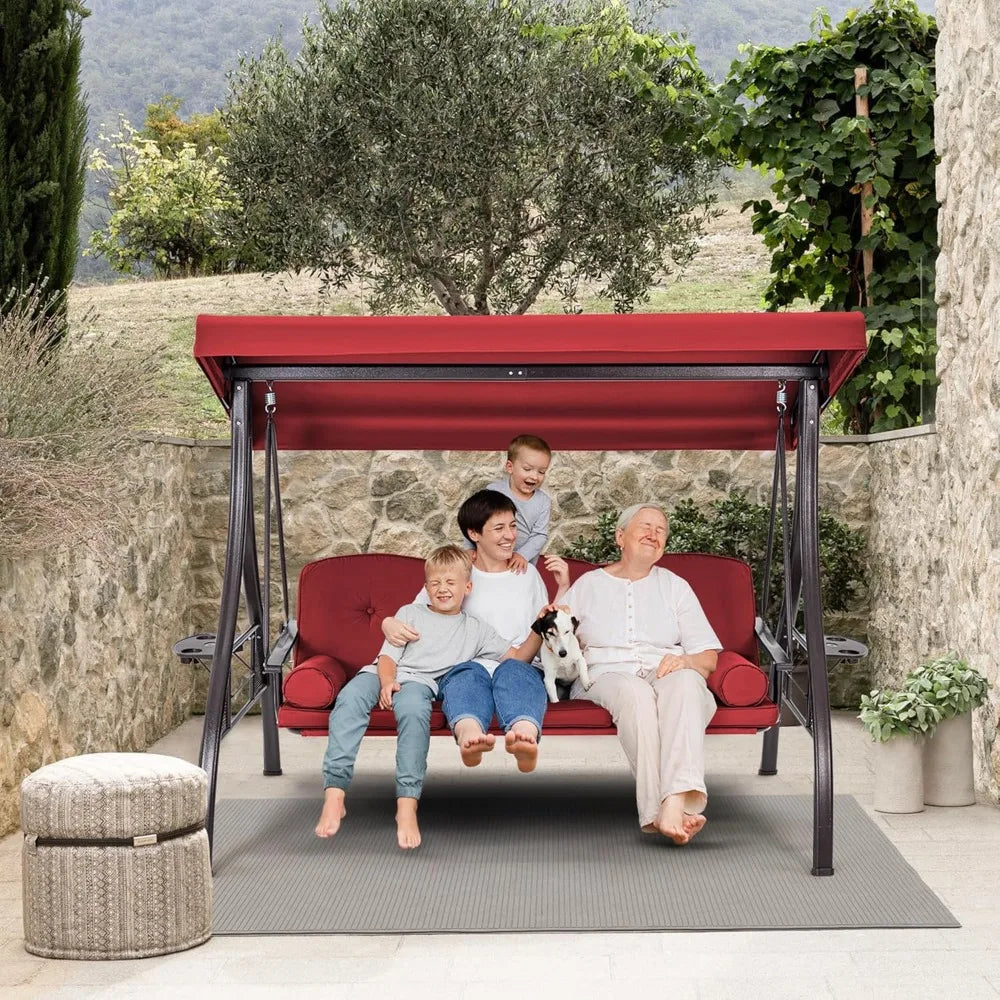 3 Person Outdoor Porch Swing with 1.5 Inch Deep Cup Holder - Jimmys Supplies