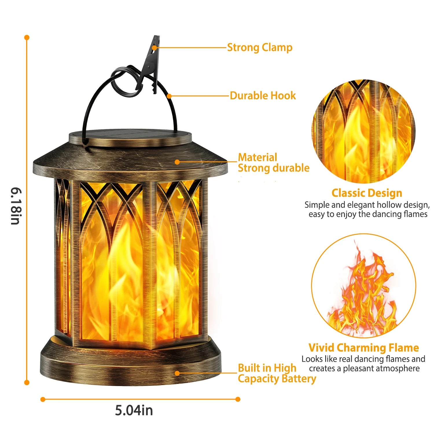 2 Pack Upgraded Flickering Flame Solar Lanterns Lights Outdoor - Jimmys Supplies