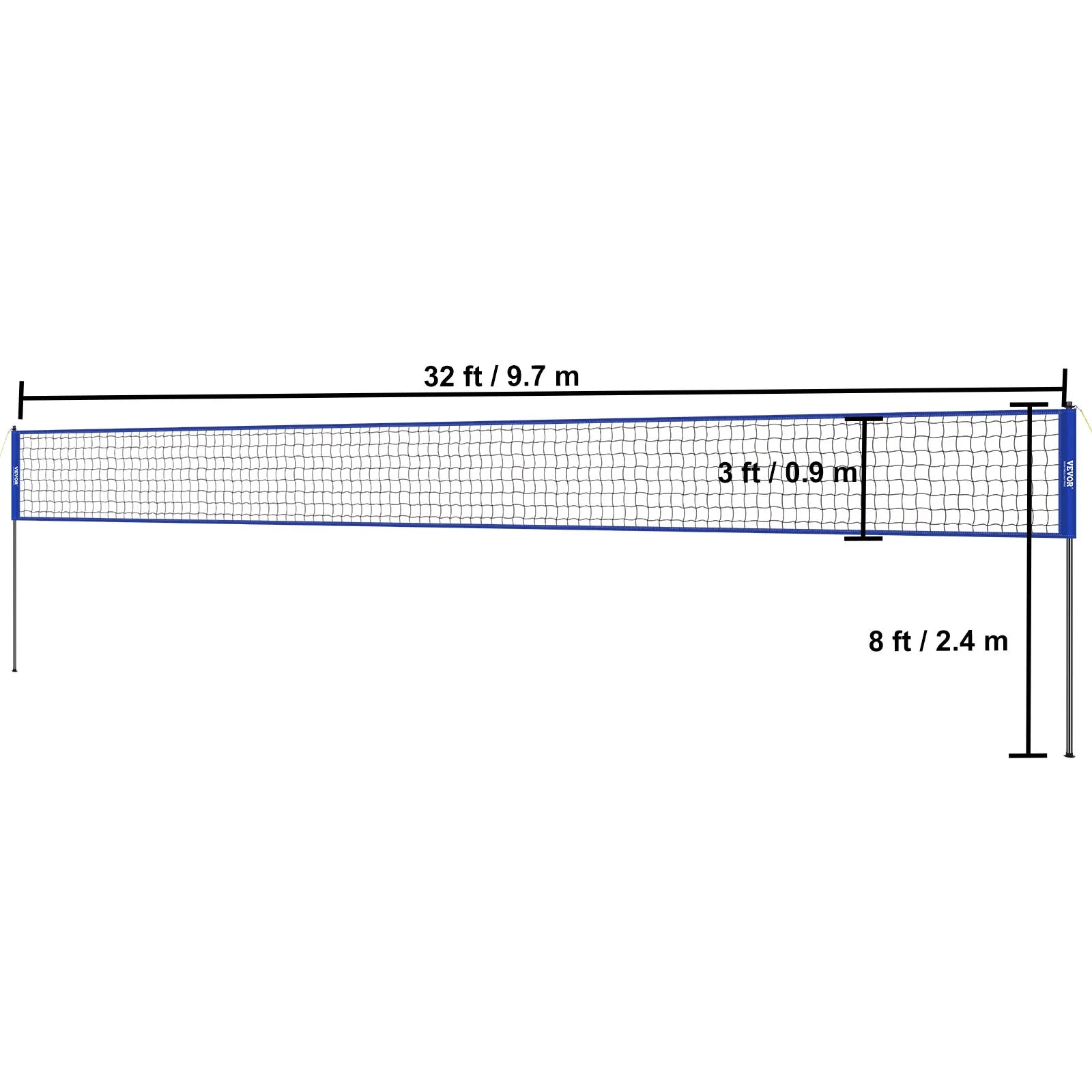 VEVOR Outdoor Volleyball Net System Adjustable Height Steel Poles with PVC Volleyball Pump Carrying Bag for Backyard Beach Lawn - Jimmys Supplies