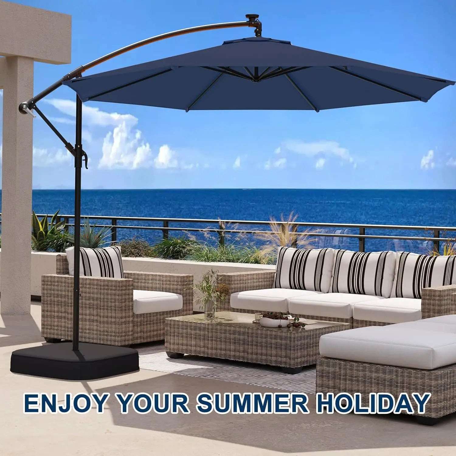 10ft Patio Umbrella with Base Included,Outdoor Offset Cantilever Umbrella, Infinite Tilt,UV Protection for Backyard, Lawn,Garden - Jimmys Supplies