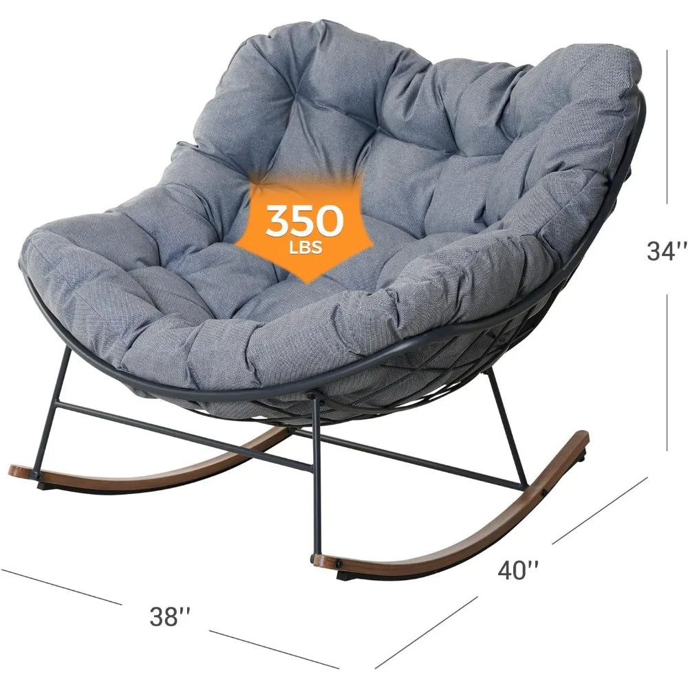 Rocking Chair Outdoor, E-Coated Papasan Rocker with Cushion - Jimmys Supplies