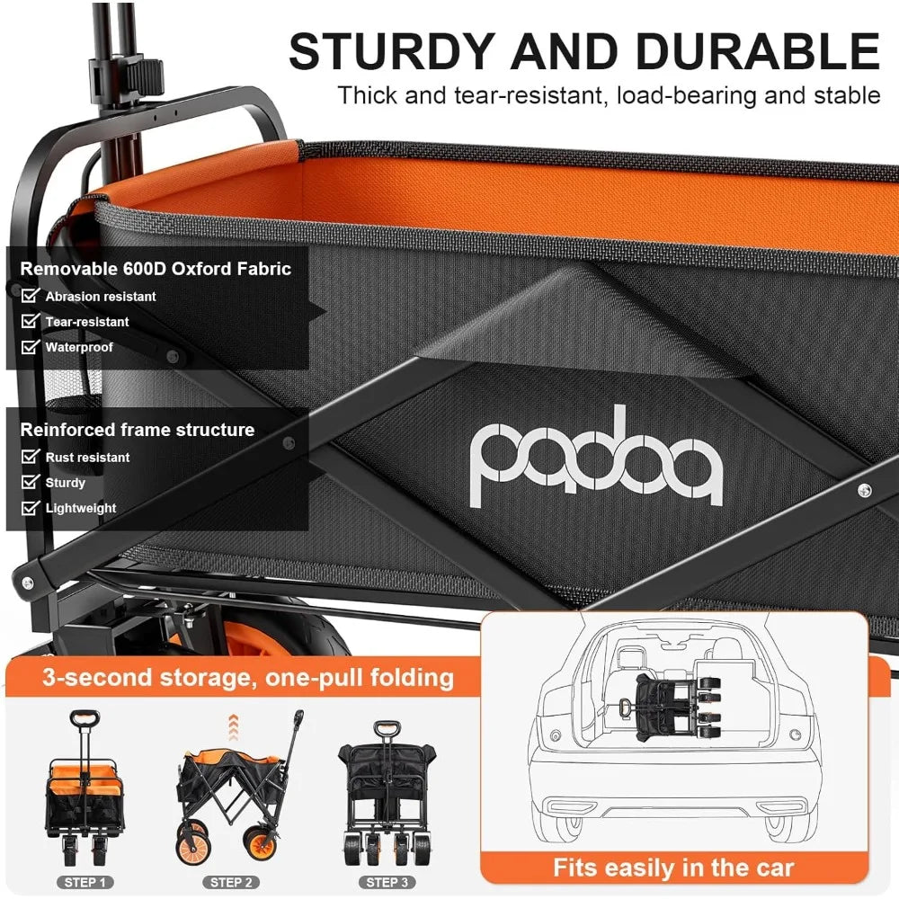 Electric Assistance Collapsible Folding Wheels Portable for Camping Outdoor Beach Fishing Picnic Sports Shopping Black - Jimmys Supplies