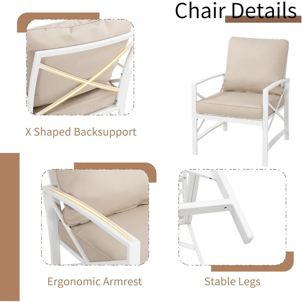 Patio Furniture Sectional Set Outdoor Metal Conversation Set with Coffee Table for Patio Backyard Balcony - Jimmys Supplies