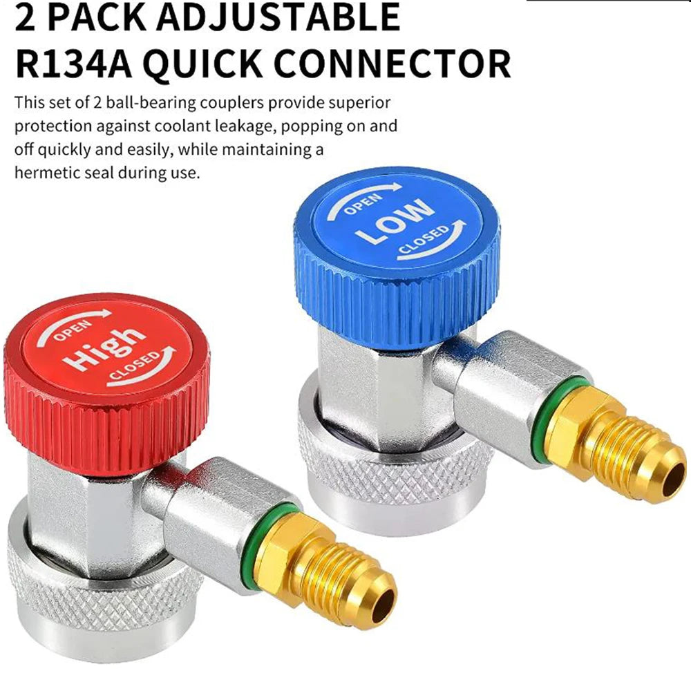 R134A Low High Auto Car Quick Coupler Connector Brass Adapters Car Air Conditioning Refrigerant Adjustable AC Manifold Gauge