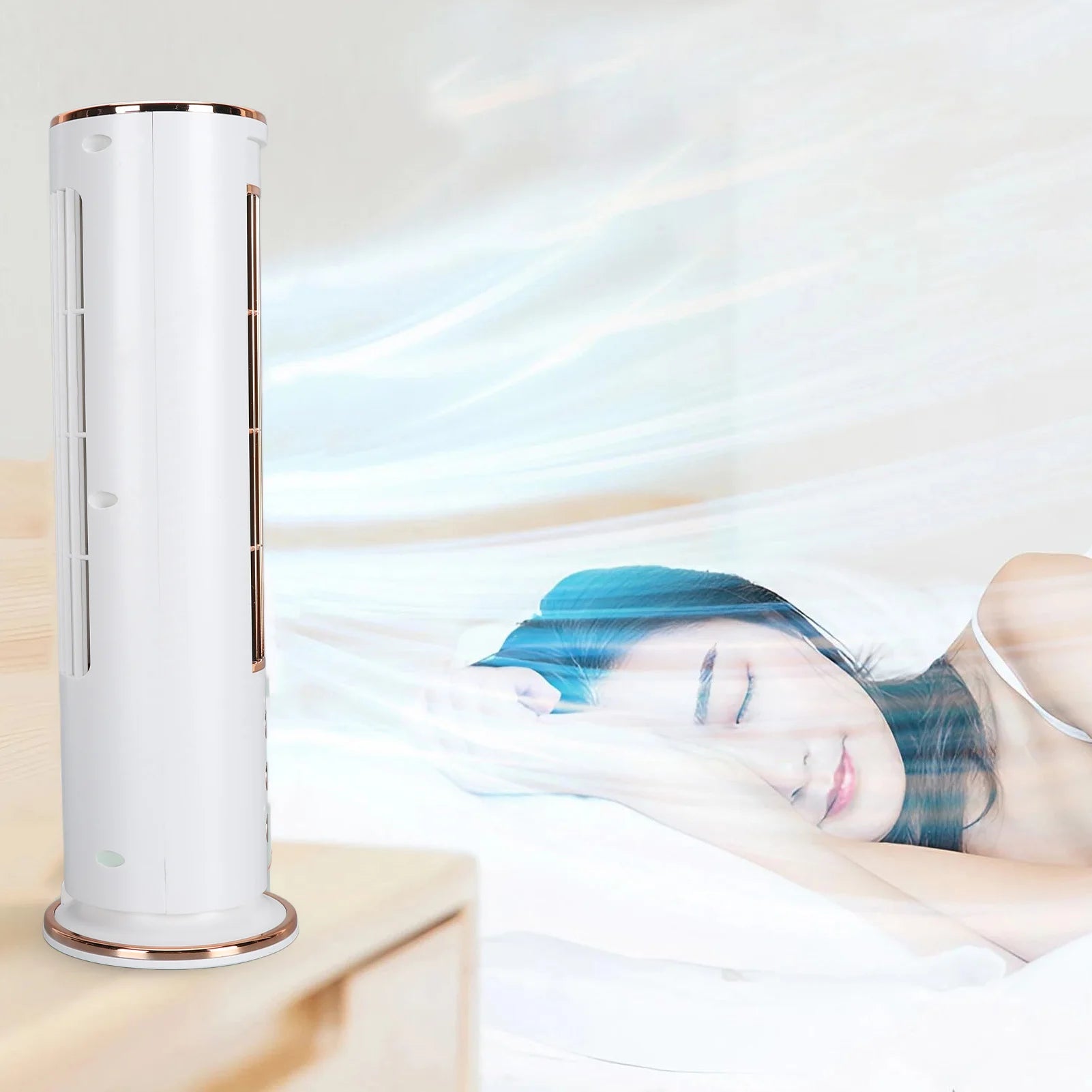Summer Bladeless Desktop Fan Portable USB Rechargeable 3 Speed Wind Tower Fan with Remote Control for Home and Office - Jimmys Supplies
