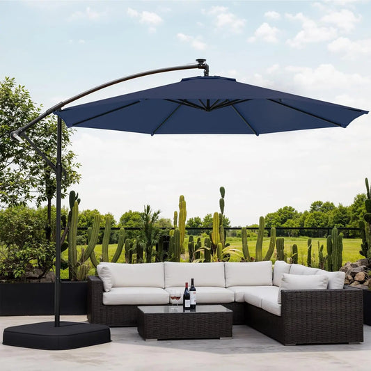 10ft Patio Umbrella with Base Included,Outdoor Offset Cantilever Umbrella, Infinite Tilt,UV Protection for Backyard, Lawn,Garden - Jimmys Supplies