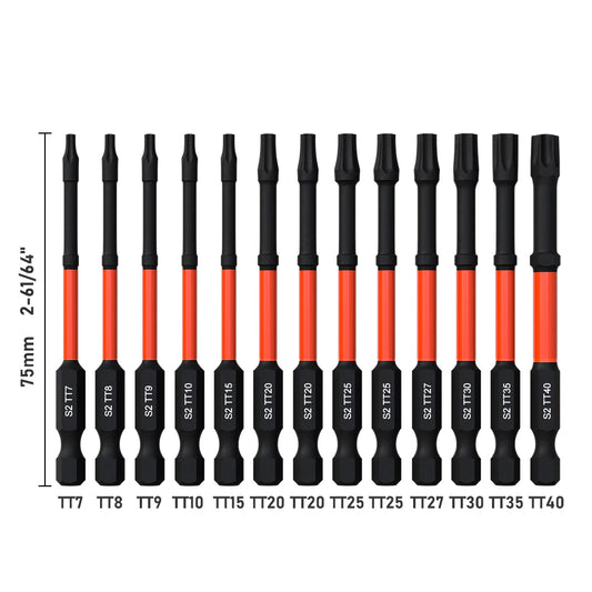 Impact Torx Bit Set-3/6 Inch  (T7-T40) & Impact Hex Head Allen Wrench Drill Bit Set-2/4 Inch  (H1.5-H8)  With CNC Machined Tips,