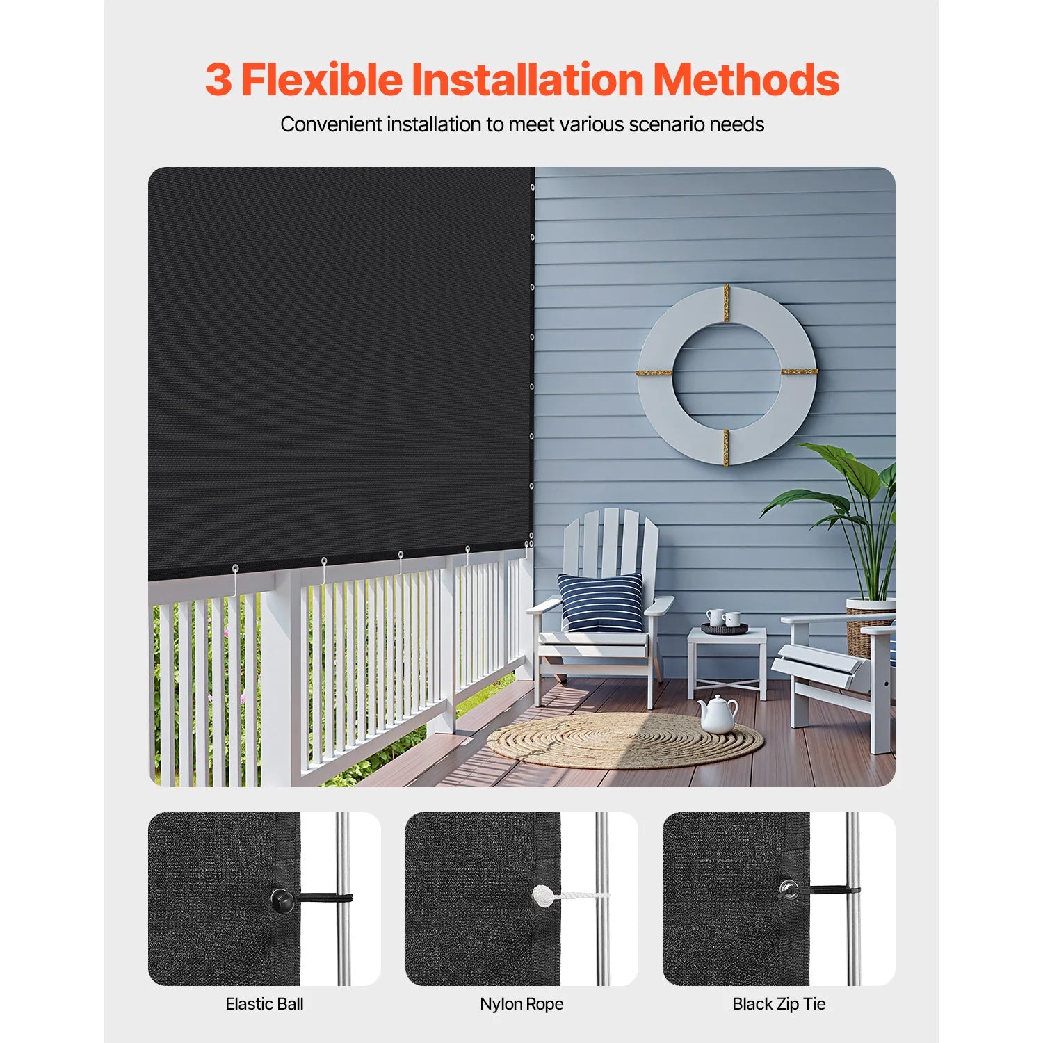 VEVOR 90% Sun Shade Cloth 10x10/12/20ft Pergola Shade Cover 140 GSM HDPE Canopy Privacy Screen for Outdoor Patio Garden Backyard - Jimmys Supplies