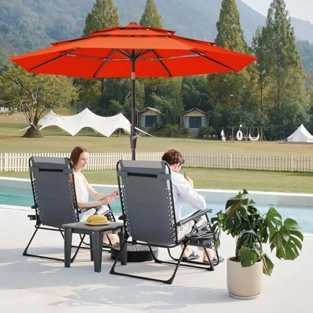 9FT 3 Tier Patio Umbrella Outdoor Umbrella Table Umbrellas  w/Push Button Tilt and UV Protection Outside Garden Pool Umbrella - Jimmys Supplies