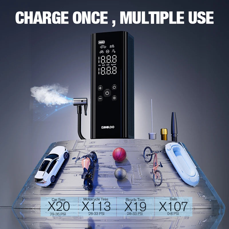 GOOLOO Car Air Compressor Electric Tyre Inflator Pump With LED Lamp For Motorcycle Bicycle Tire Portable Inflatable Pump