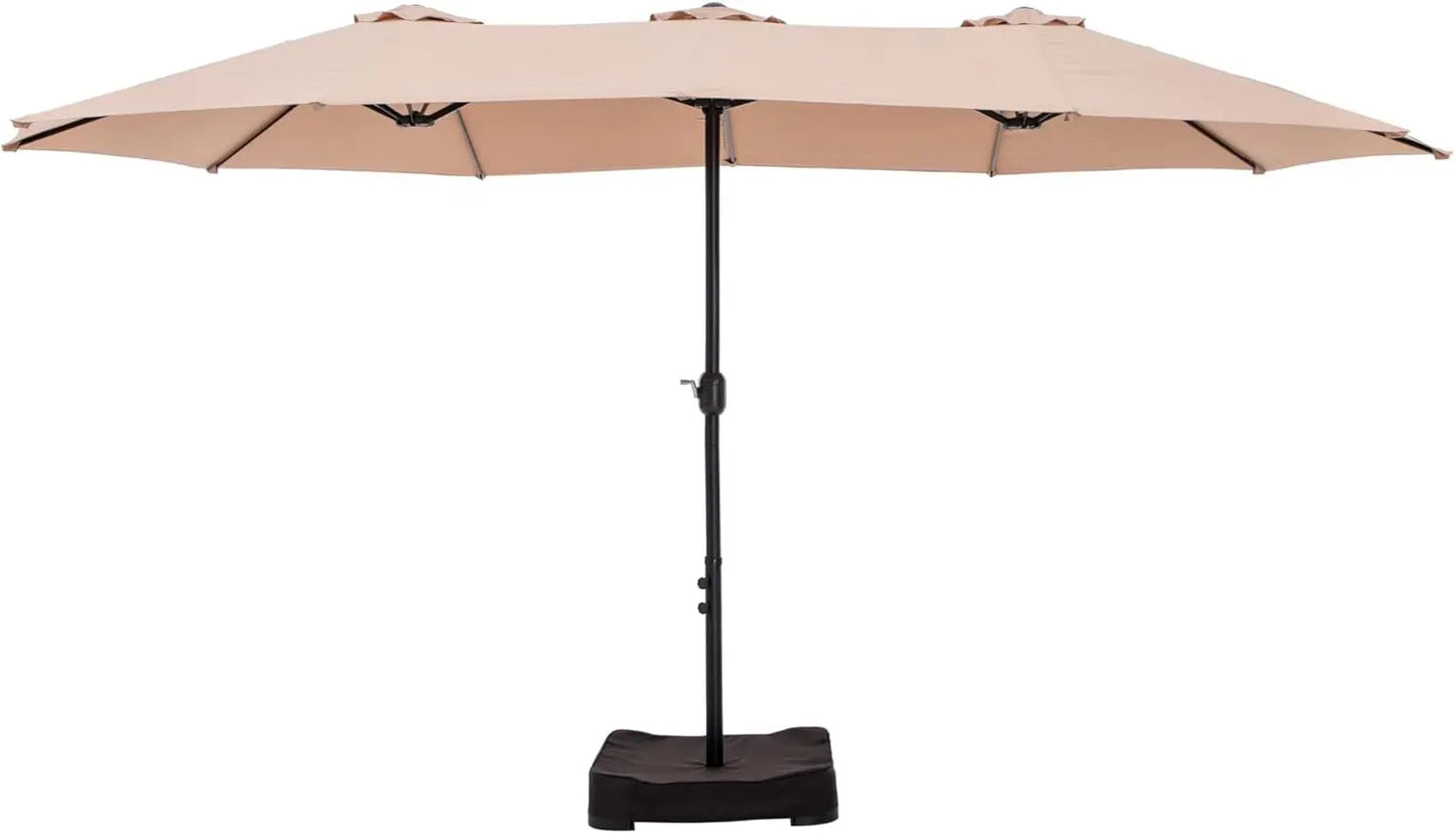 15ft Double Sided Patio Umbrella with Base Included, Outdoor Large Rectangular Market Umbrellas with Crank Handle - Jimmys Supplies