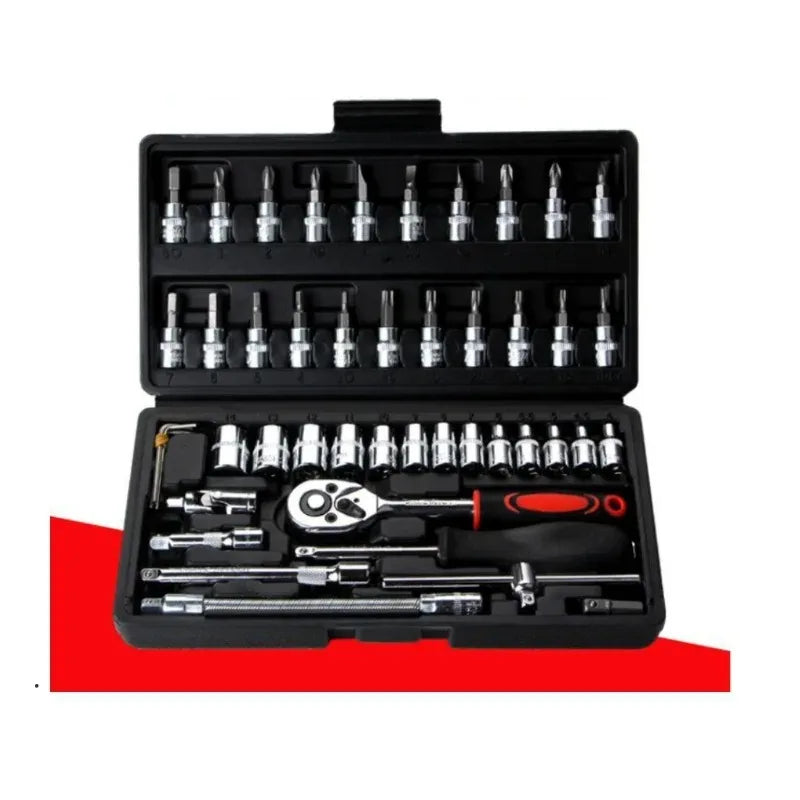 46 Pieces 1/4 Inch Drive Socket Ratchet Wrench Set Tools - Jimmys Supplies
